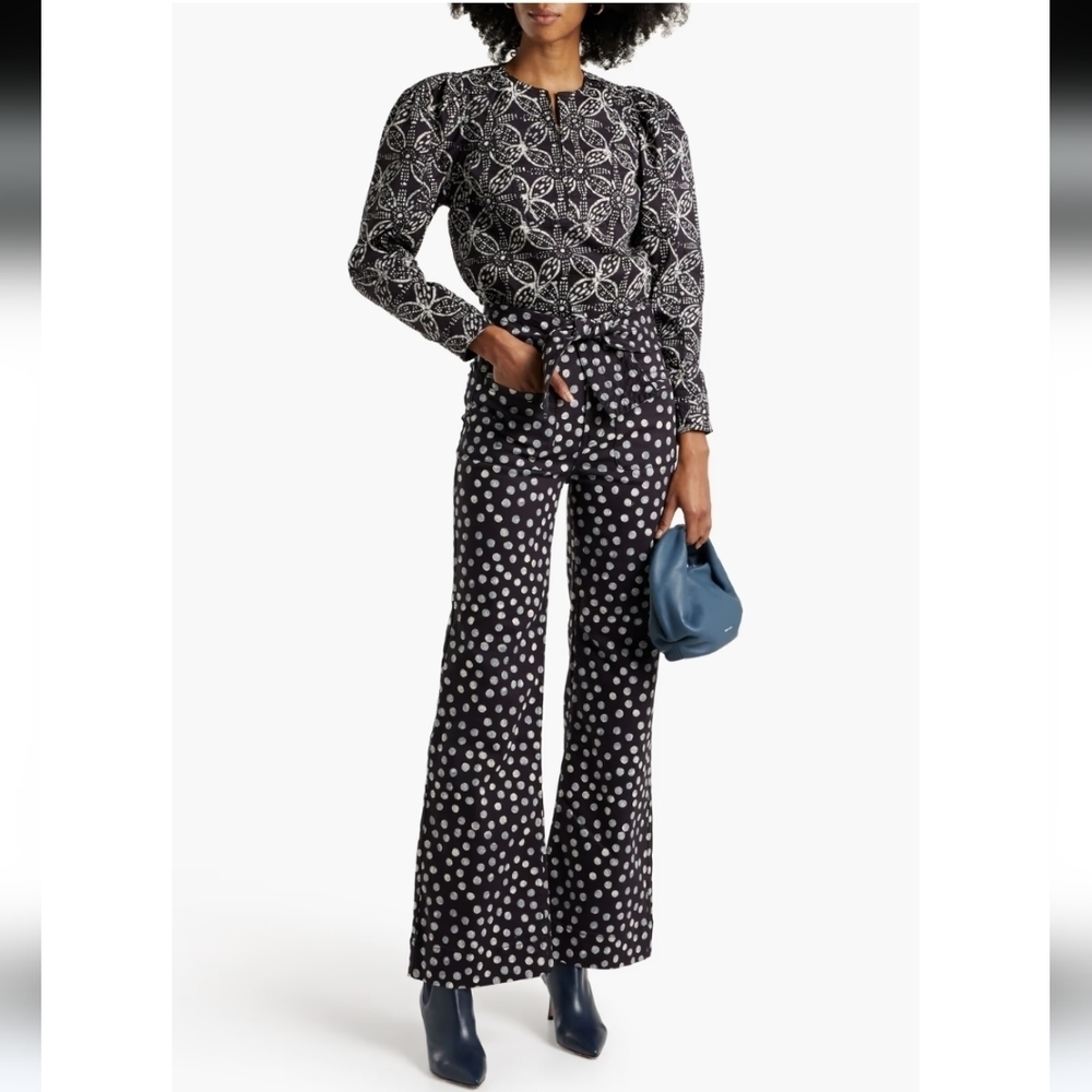 ULLA Johnson Women’s Black Polka Dot High-Waist Flare Jeans Size 10 $425 NEW